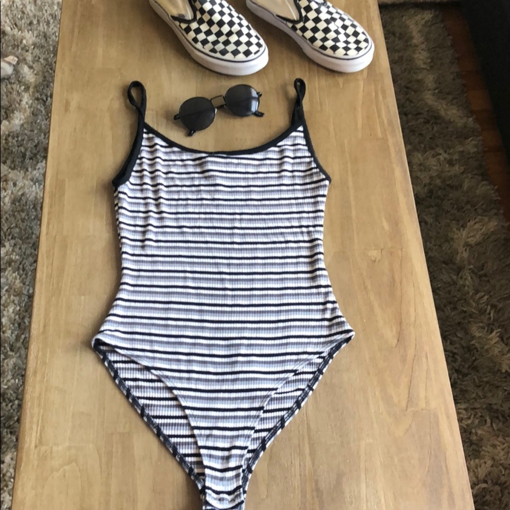 Black and white stripe bodysuit